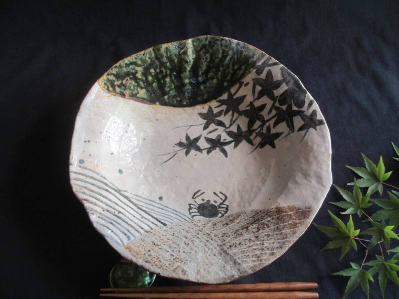 楽天市場】大鉢 □ 陶芸作家・佐藤和次 織部 蟹絵 九寸丸鉢 ギフト 和