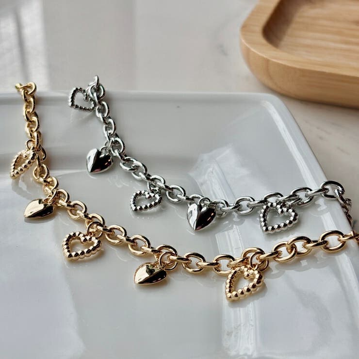 楽天市場】lattencos 韓国アクセサリー ハートチャームブレスレット