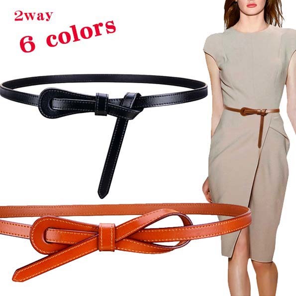 楽天市場】□1.4cm【 2way リボンベルト 】牛革 レザー 細め 上品