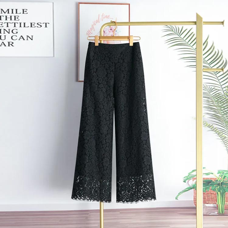 楽天市場】総レースパンツ ワイドパンツ レディース 花柄レース 総