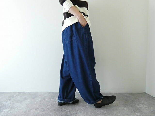 楽天市場】mizuiro ind(ミズイロインド) デニムタックワイドパンツ(3
