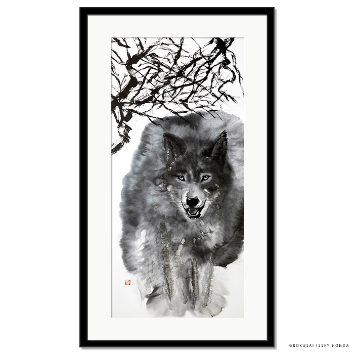 楽天市場】本田一誠 狼水墨画【気】日本オオカミ 革新的な技法で描かれ