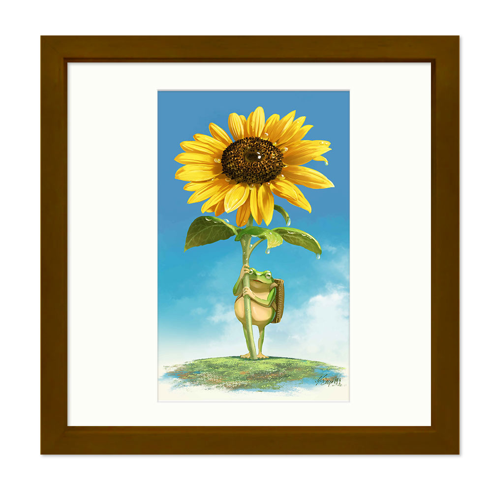 油絵 絵 絵画インテリア 額付(青緑＋金色の枠)F4-040314 子供雨あがり