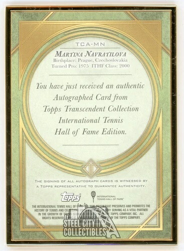 楽天市場】マルチナ・ナブラチロワ 2020 Topps Transcendent Tennis