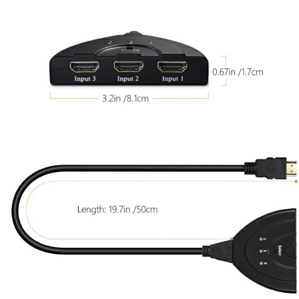 楽天市場】HDMI 分配器 3入力1出力 高画質 切替器 セレクター スイッチ