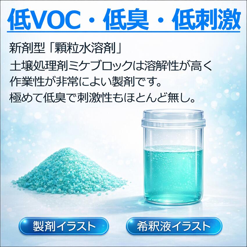 楽天市場】ミケブロック土壌処理用白アリ予防駆除剤 顆粒水溶液 無臭