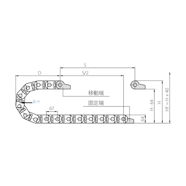 イグス エナジ チェ ン ケ ブル保護管 62リンク 3400 225 200 0 62L 1
