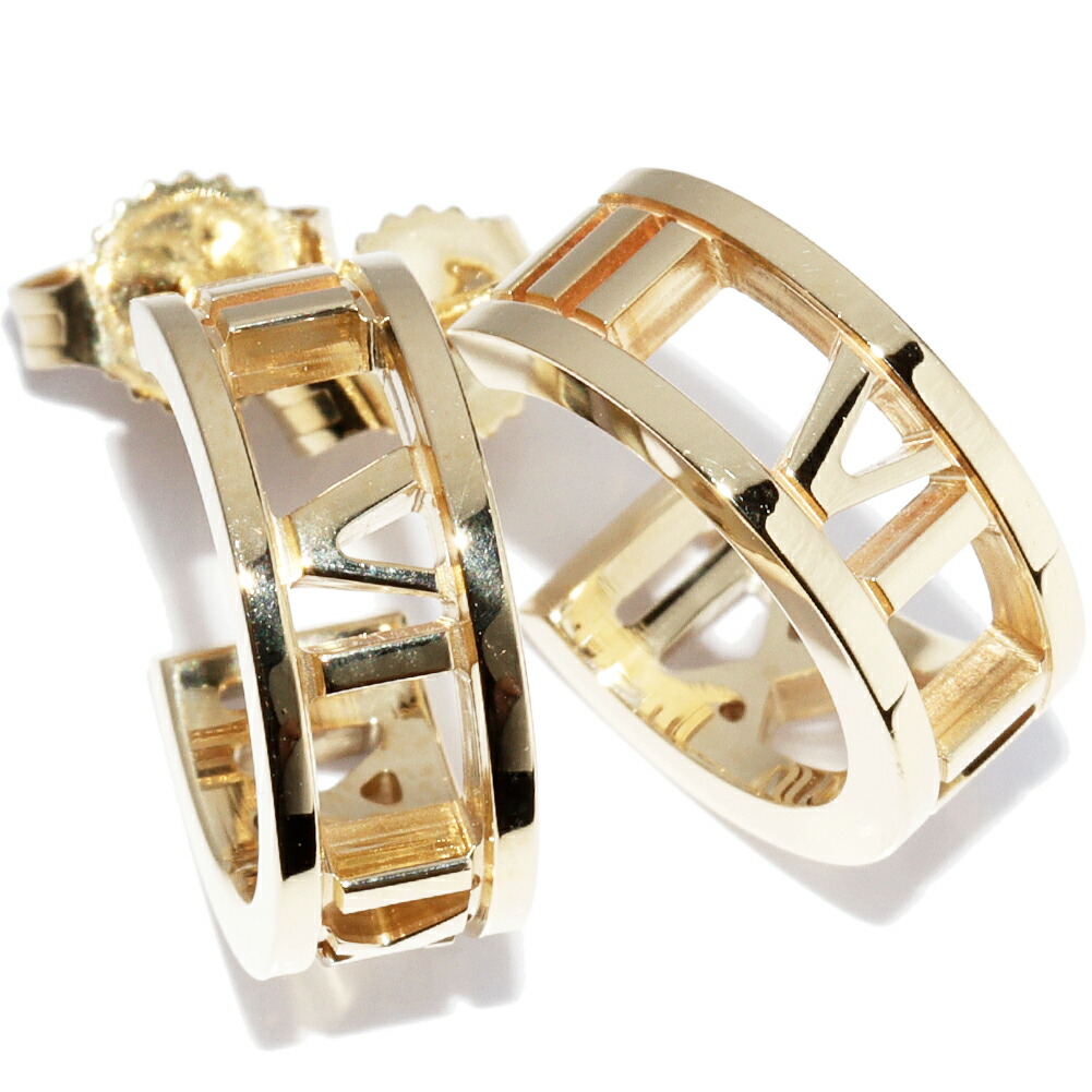 楽天市場】ティファニー ピアス K18YG オープンアトラス フープピアス