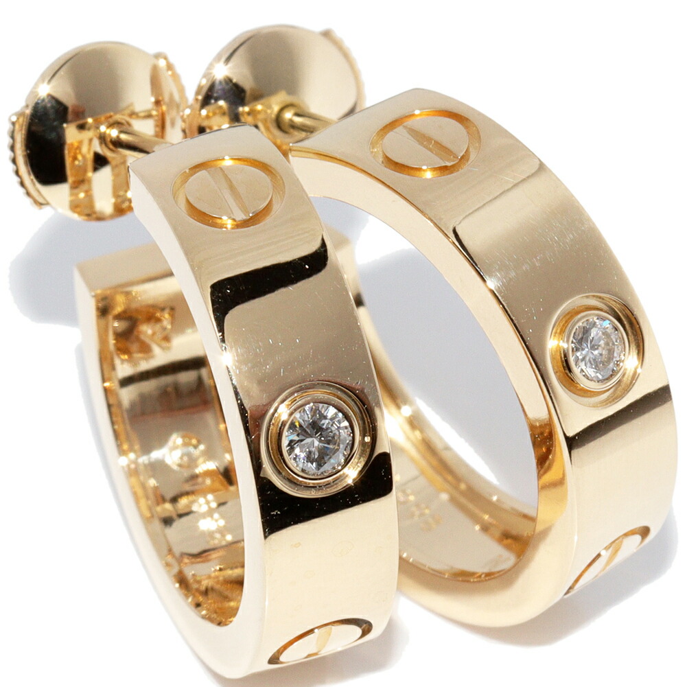 楽天市場】カルティエ ピアス K18YG ダイヤ2P(0.15ct) ラブピアス