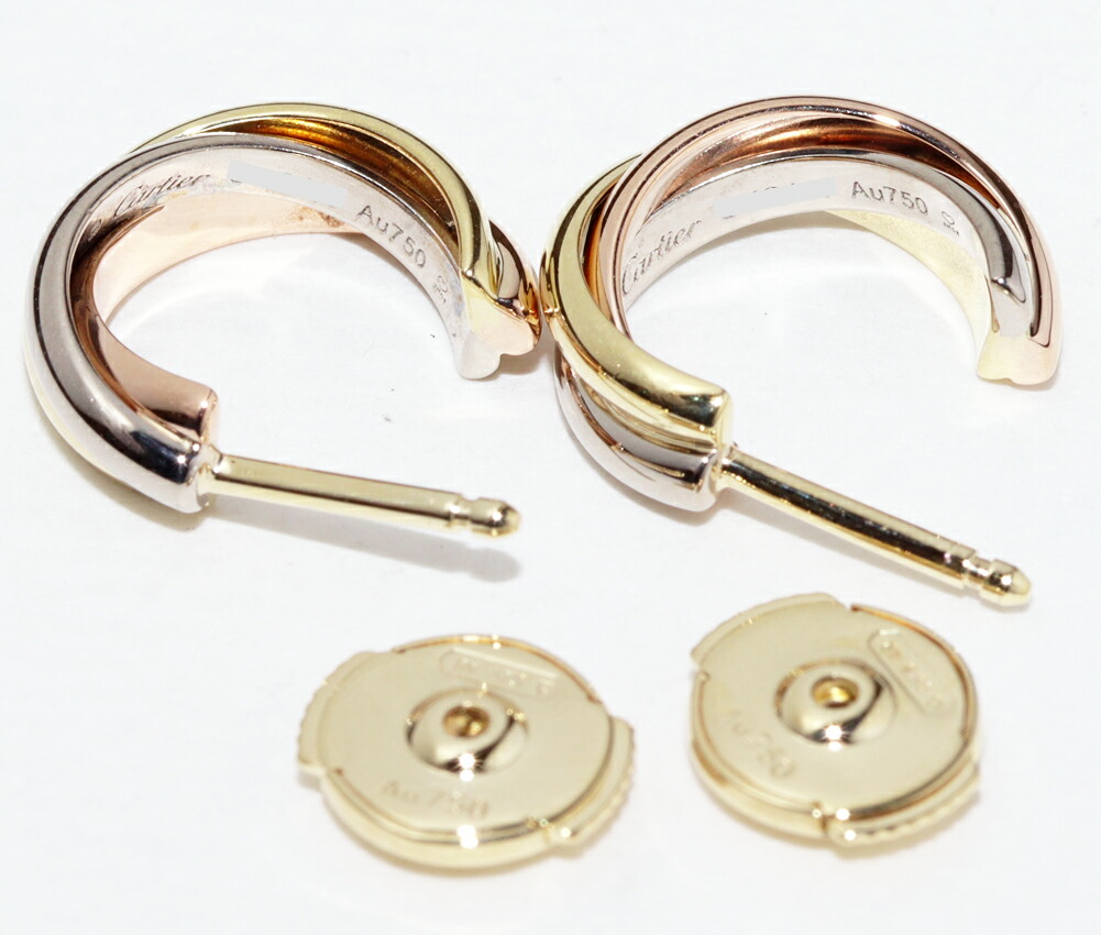 楽天市場】カルティエ ピアス K18YG K18WG K18PG トリニティピアス
