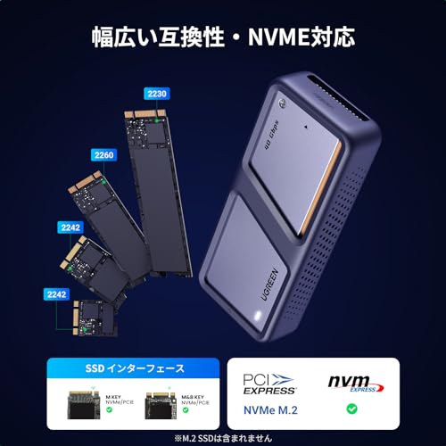 楽天市場】UGREEN M.2 SSD 外付けケース- USB 4.0 40Gbps M.2 SSD
