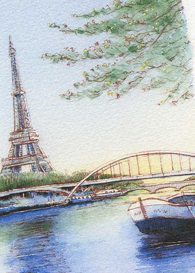 楽天市場】エッフェル塔とドゥビリ橋 ( セーヌ川 河川 船 塔 橋
