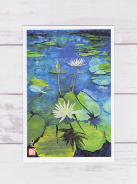 楽天市場】日本画 睡蓮 ( 水辺 すいれん 水面に映る空 幻想的 水彩画