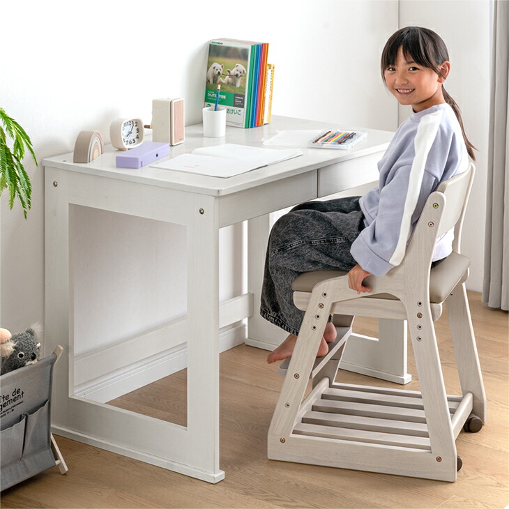 楽天市場】座った瞬間キャスターロック 学習チェア 天然木 高さ調節