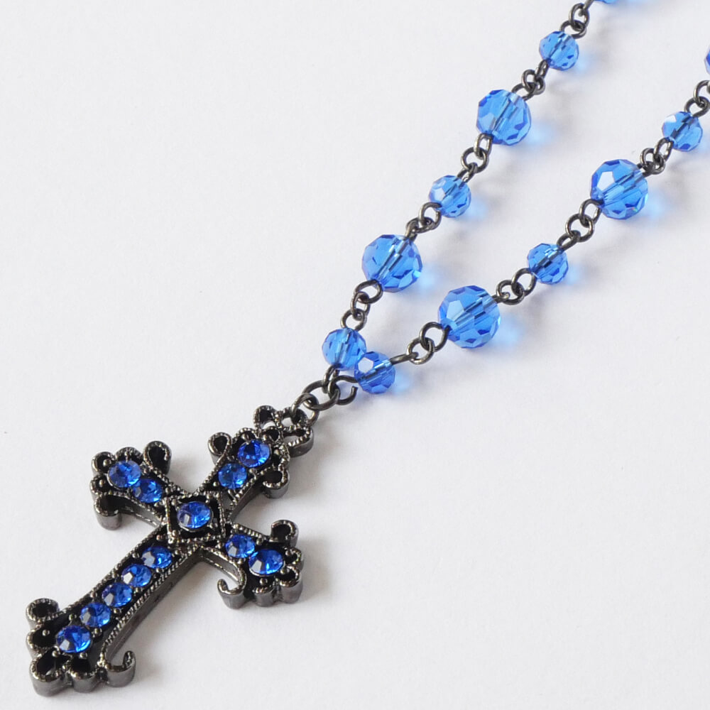 楽天市場】青 十字架 ブルー クリスタル クロス ネックレス