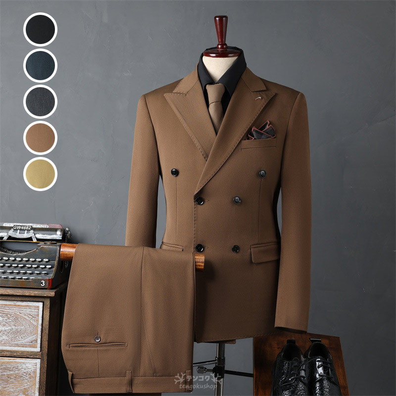 楽天市場】ブラウン（シングル/ダブルボタンダブル）（スーツ