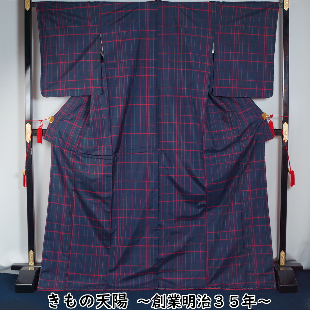 楽天市場】大島紬 裄長・トールサイズ 縞大島紬 格子模様 Lサイズ 大島