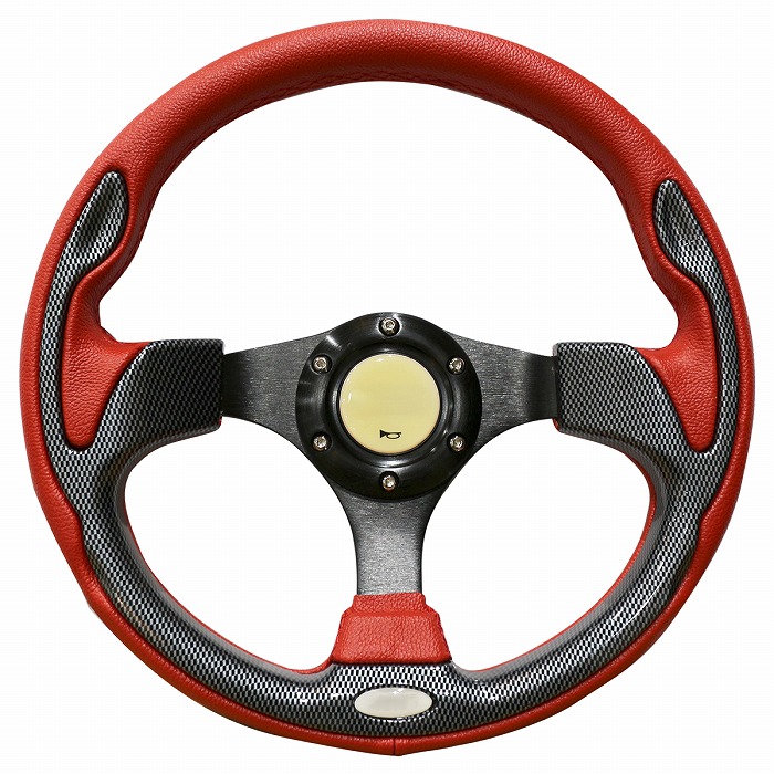 楽天市場】カーボン調パネル レザー＆ステッチ ステアリング 320φ 赤