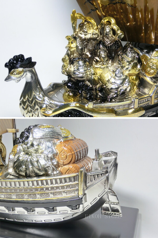 楽天市場】開運 鳳凰 七福神 宝船 合金製（H38cm、彩色）＜開運・幸運