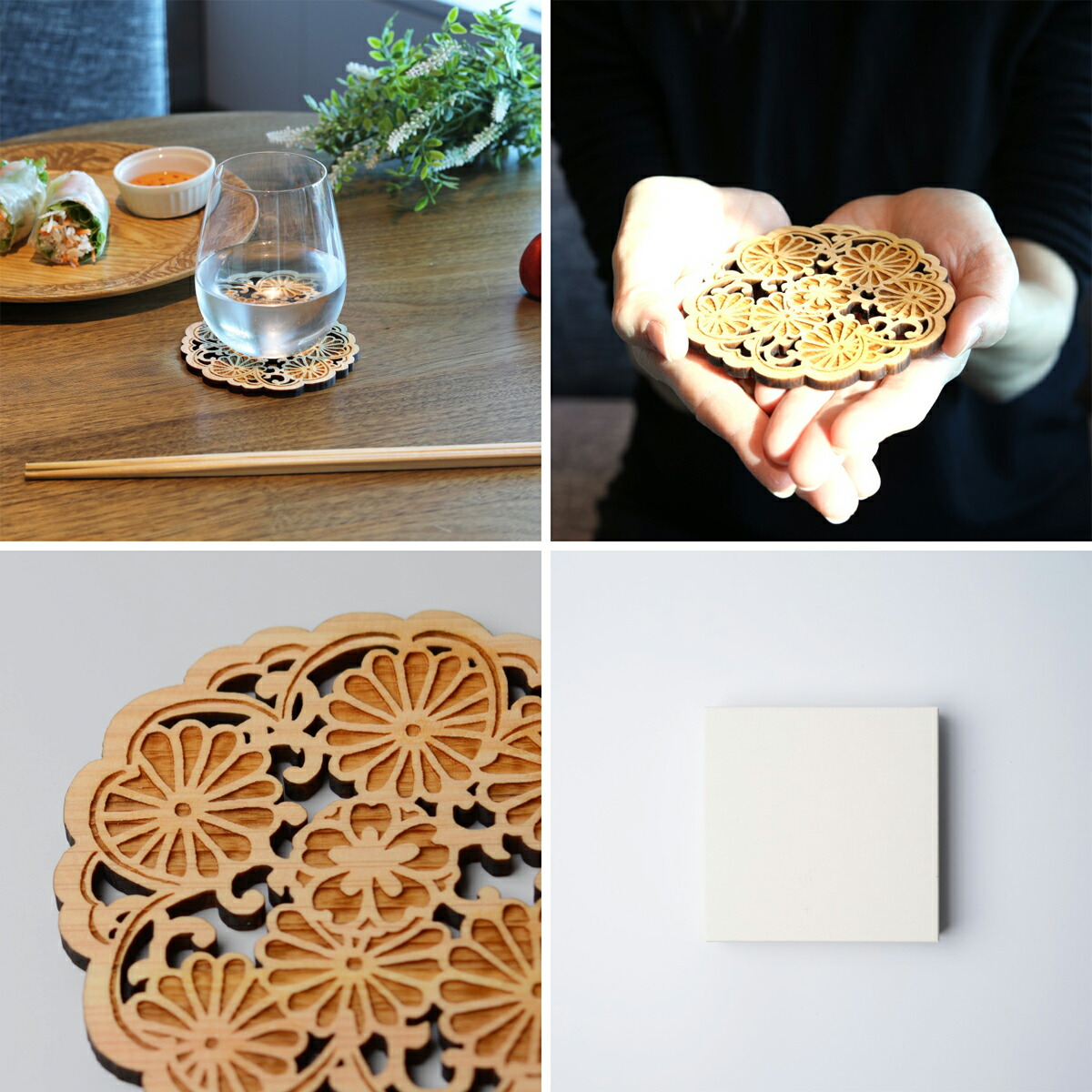 楽天市場】木製コースター Sansai 桜に菊 茶托 ギフト おしゃれ 高級