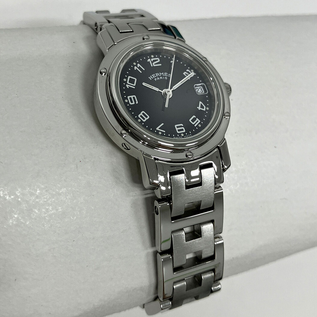 楽天市場】HERMES□ クリッパー CL4.210 OH済 クォーツ 黒文字盤 24mm