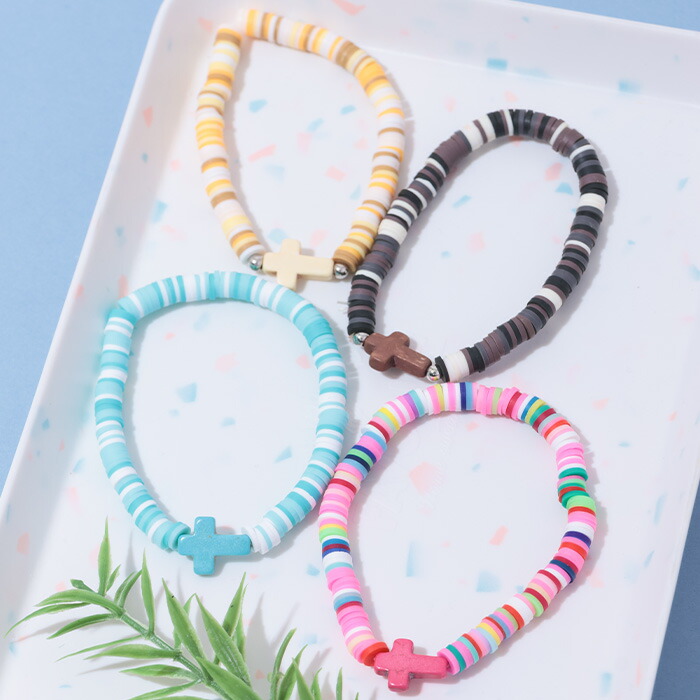 楽天市場】カラフルフィーモビーズブレスレット ／ ビーズ バングル