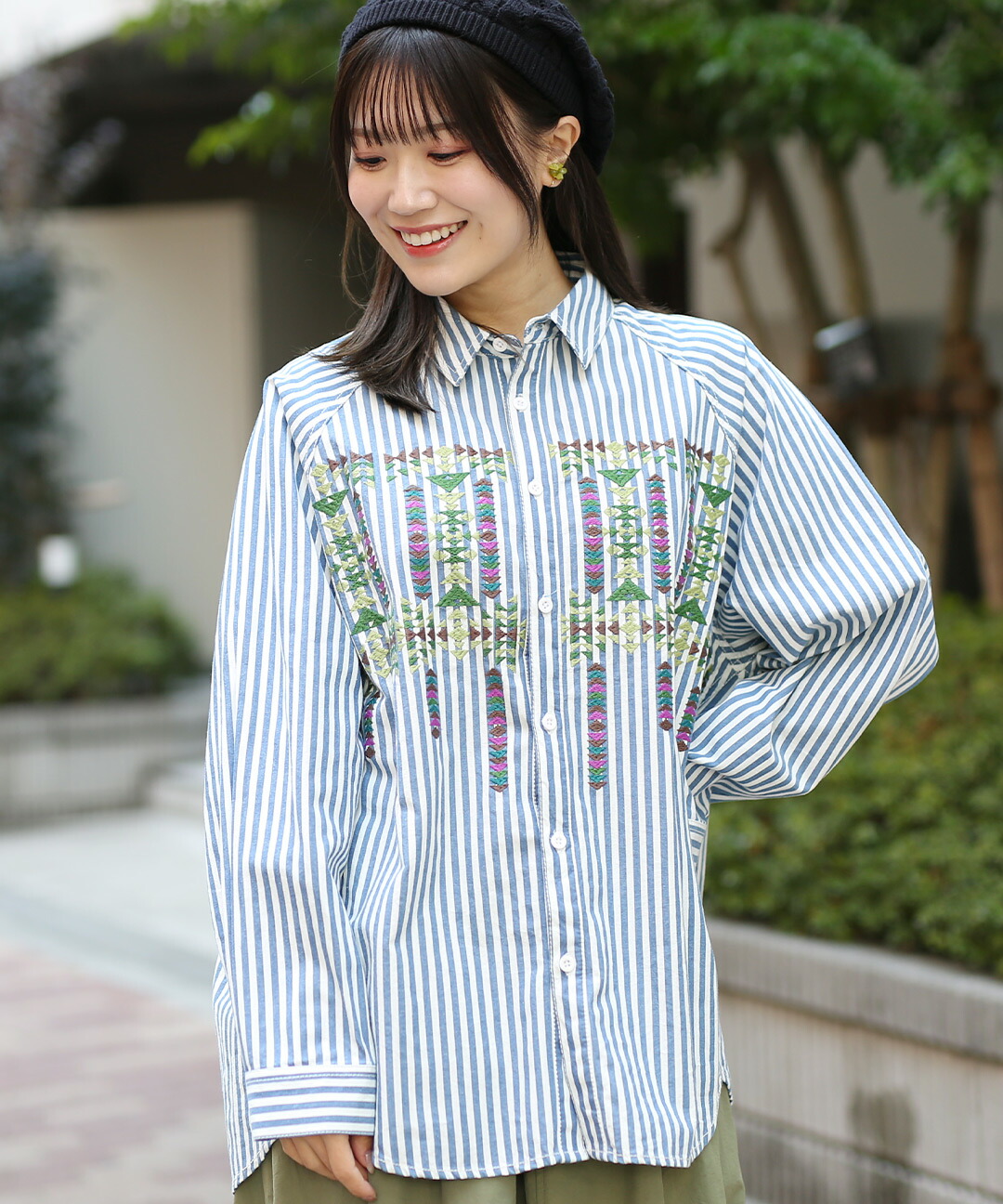 楽天市場】インディゴストライプ刺繍シャツ ／ デニム 羽織り 軽