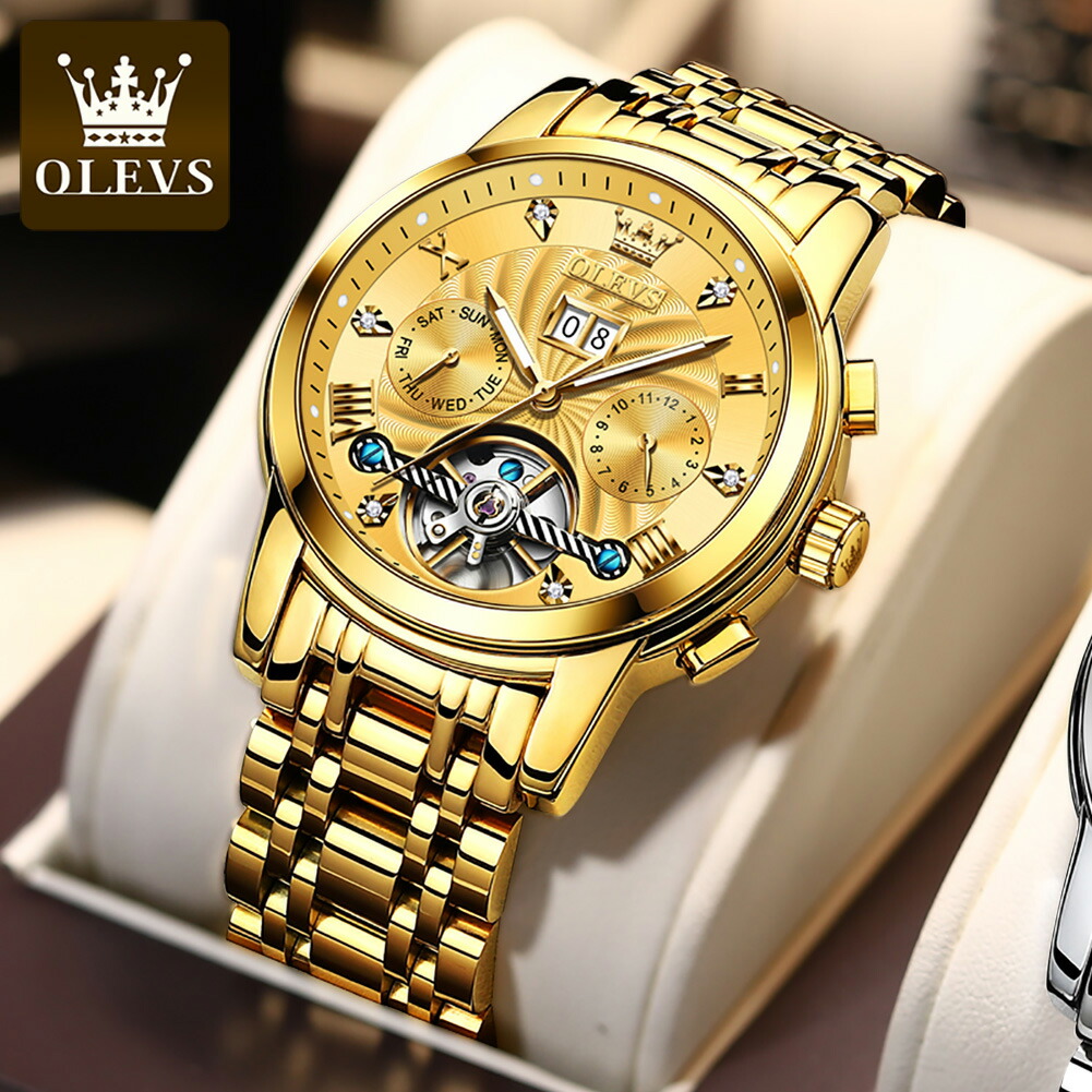 楽天市場】＼OLEVS／ 【ゴールド】正規輸入代理店 時計 メンズ 人気 青