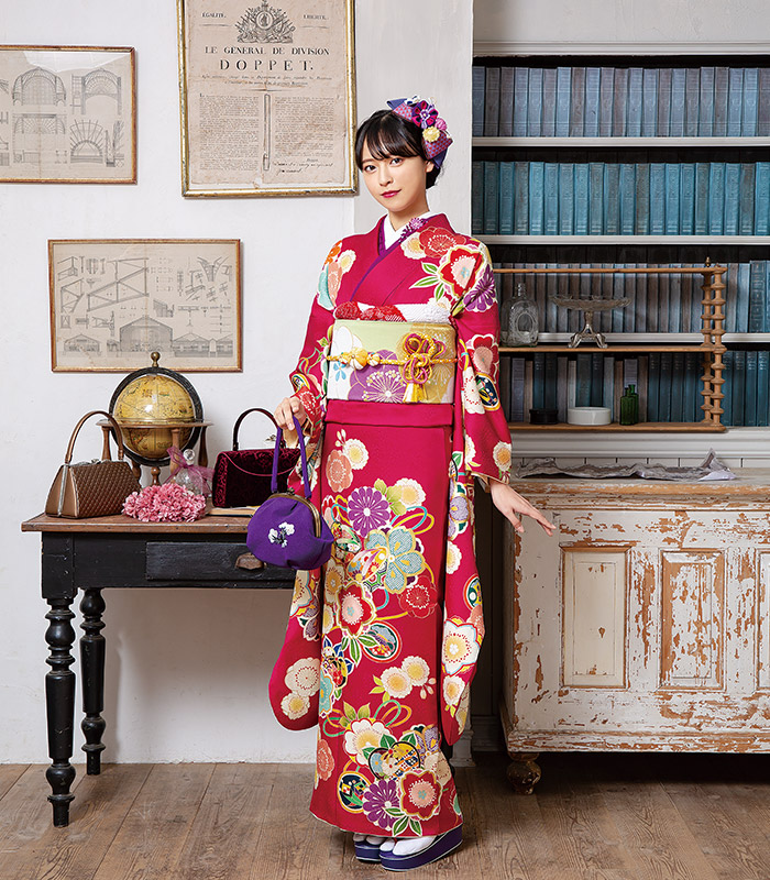 楽天市場】振袖用草履バッグセット【MKオリジナル】（梅と鶴刺繍 紫