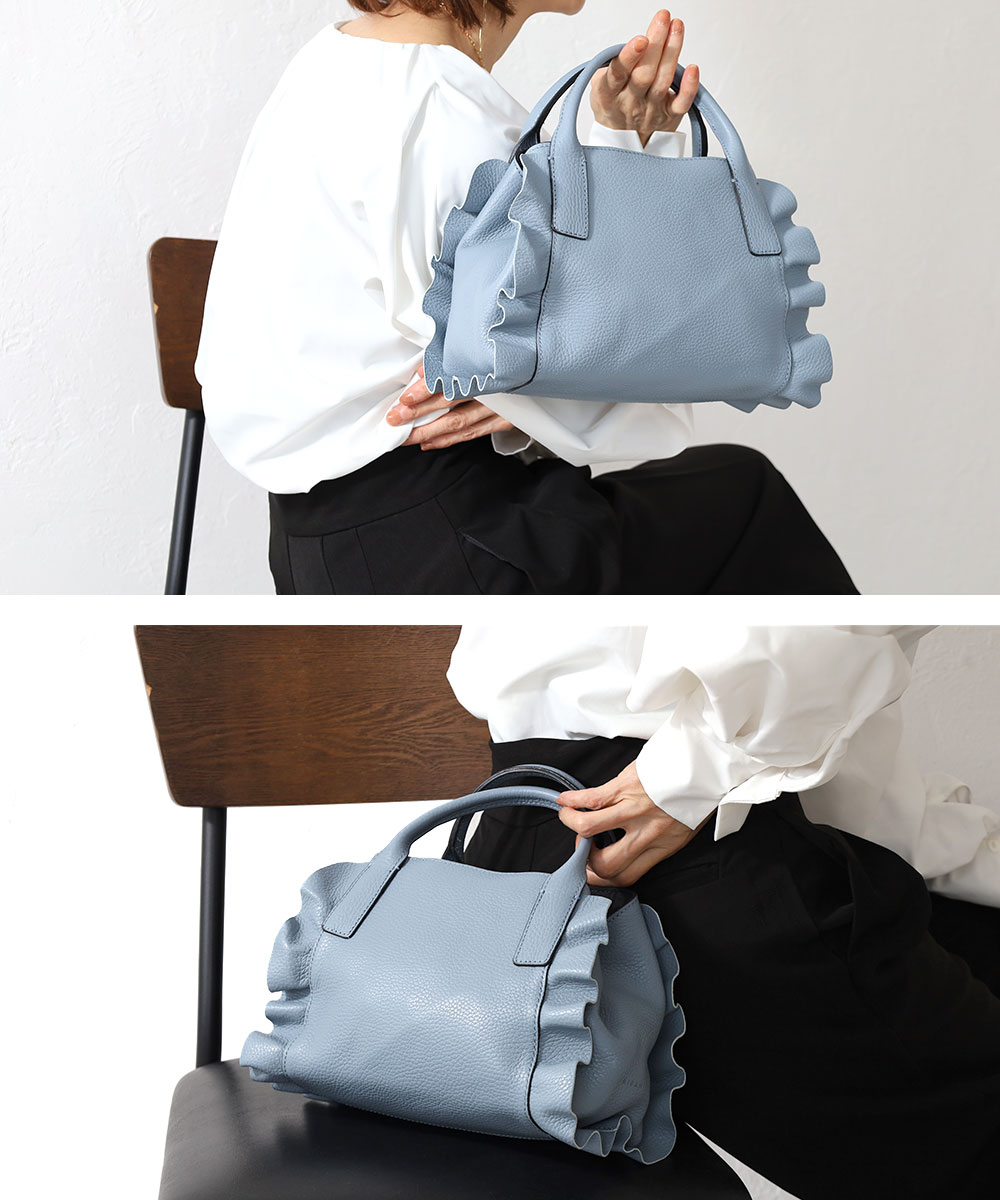 楽天市場】リパーニ バッグ フリル2WAYハンドバッグ本革 牛革