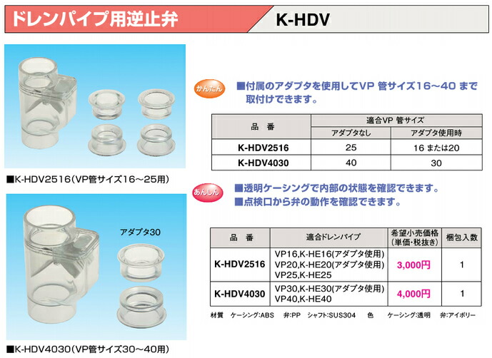 楽天市場】K-HDV2516ダイキン 床置形室内機用 ドレンパイプ用逆止弁