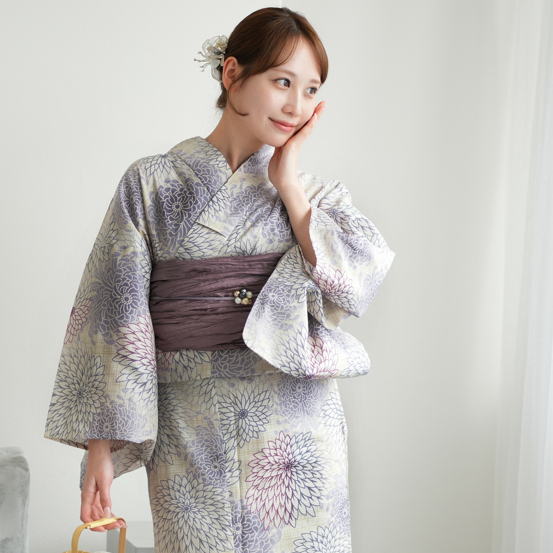 楽天市場】【utatane 高級変わり織 浴衣3点セット 先染め風ベージュに