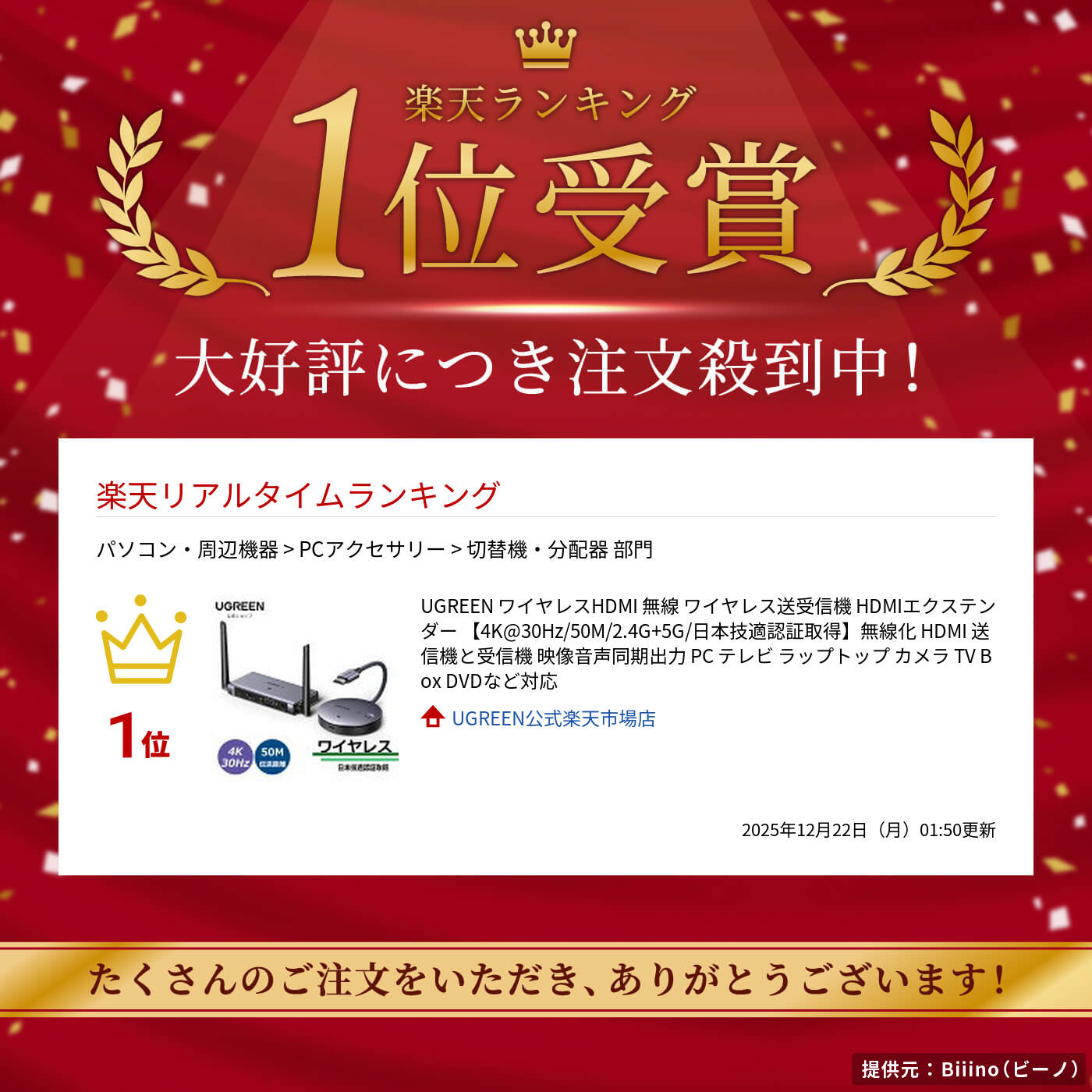 楽天市場】【3/4 スーパーSALE限定30％OFF！】UGREEN ワイヤレスHDMI