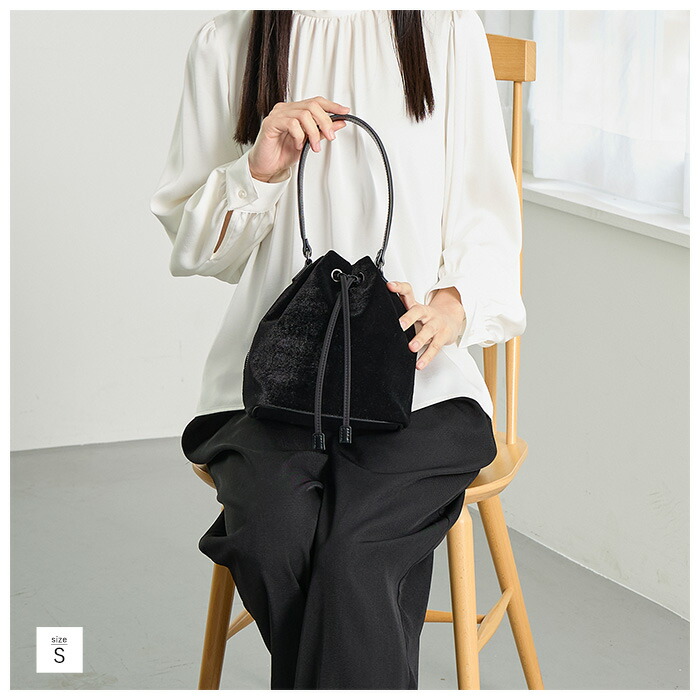 楽天市場】巾着バッグ ベロア 巾着 ショルダー M ショルダーバッグ 斜