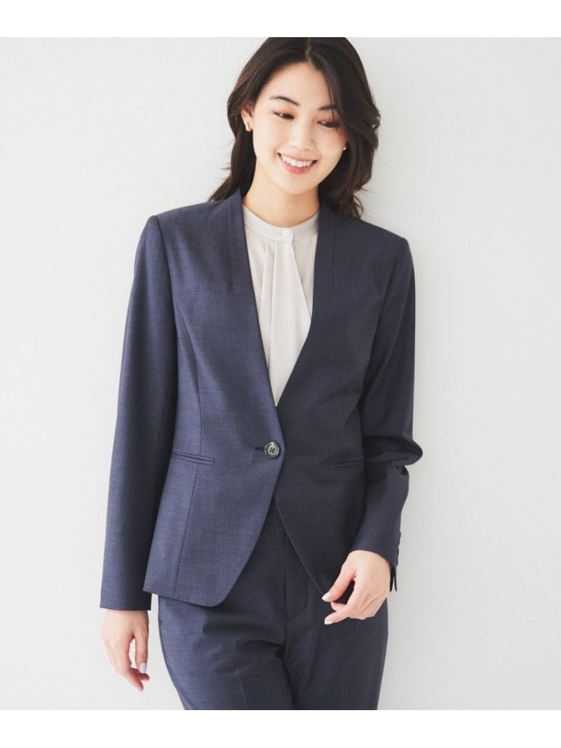 楽天市場】ノーカラージャケット レディース（柄ストライプ