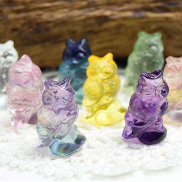 楽天市場】フローライト 蛍石 フクロウ 置物ミニチュアサイズ【販売