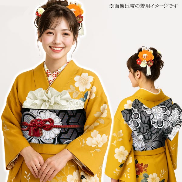 楽天市場】袋帯 西陣織 仕立て付 成人式 振袖 fo-054 黒 ブラック 銀