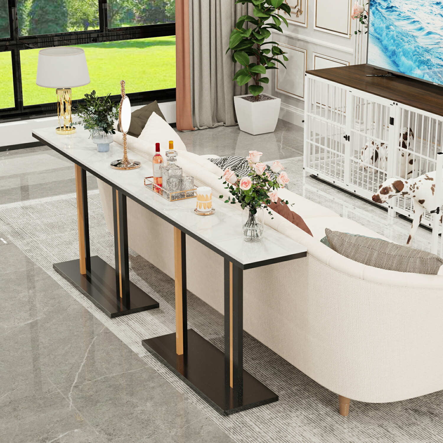 楽天市場】FATIVO コンソールテーブル 大理石 カウンターテーブル 白