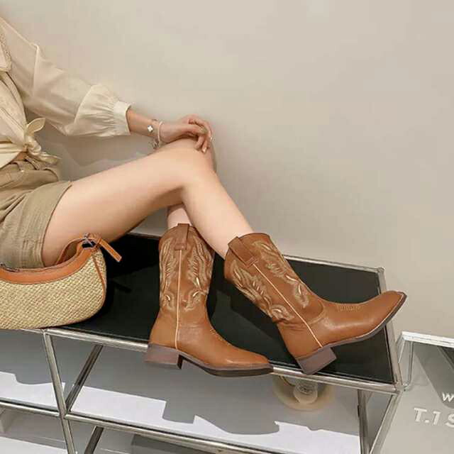 楽天市場】ウエスタンブーツ レディース ロングブーツ 防寒ブーツ