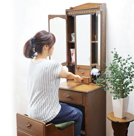 楽天市場】ドレッサー 三面鏡 おしゃれ アンティーク調 日本製 国産