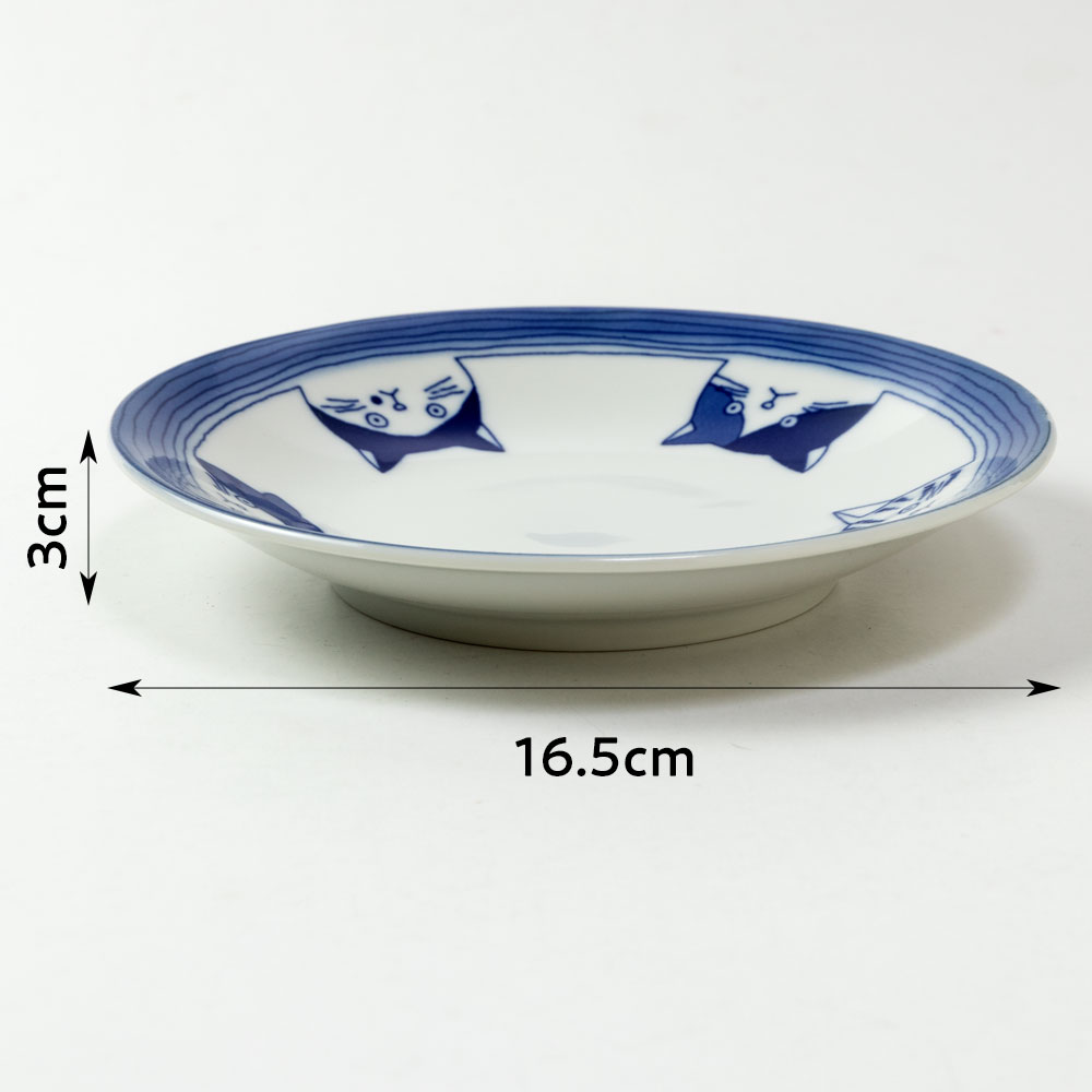 楽天市場】瀬戸焼 シチタ猫 染猫いろいろ 16.5cm皿 中皿・取皿 染付で