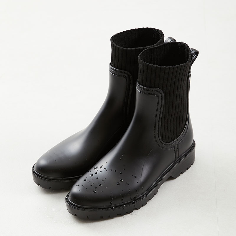 Our 雨の日も寒い日も履けるショートブーツ Lサイズ ブラック 雨の