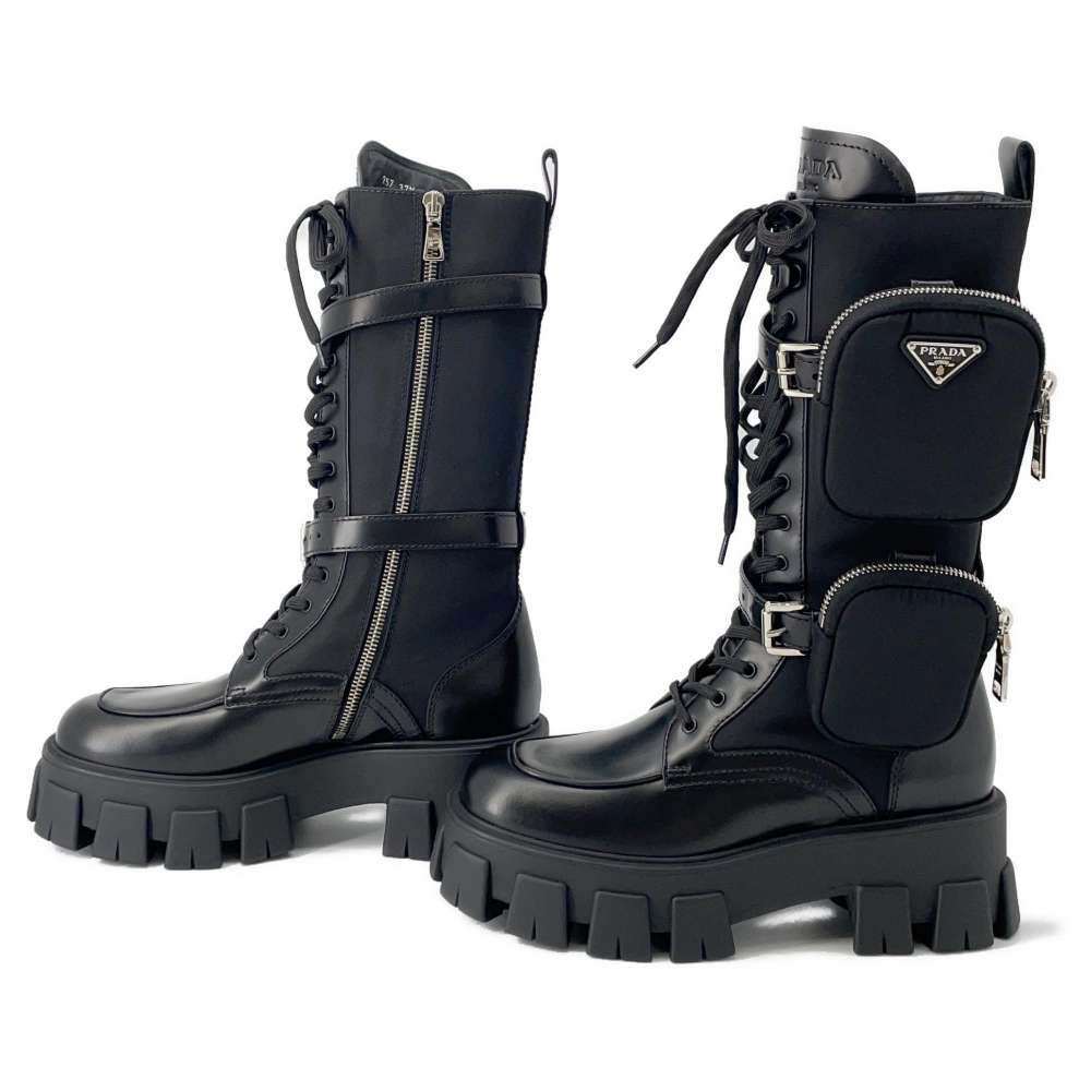 楽天市場】プラダ ロングブーツ モノリス ポーチ付 コンバットブーツ