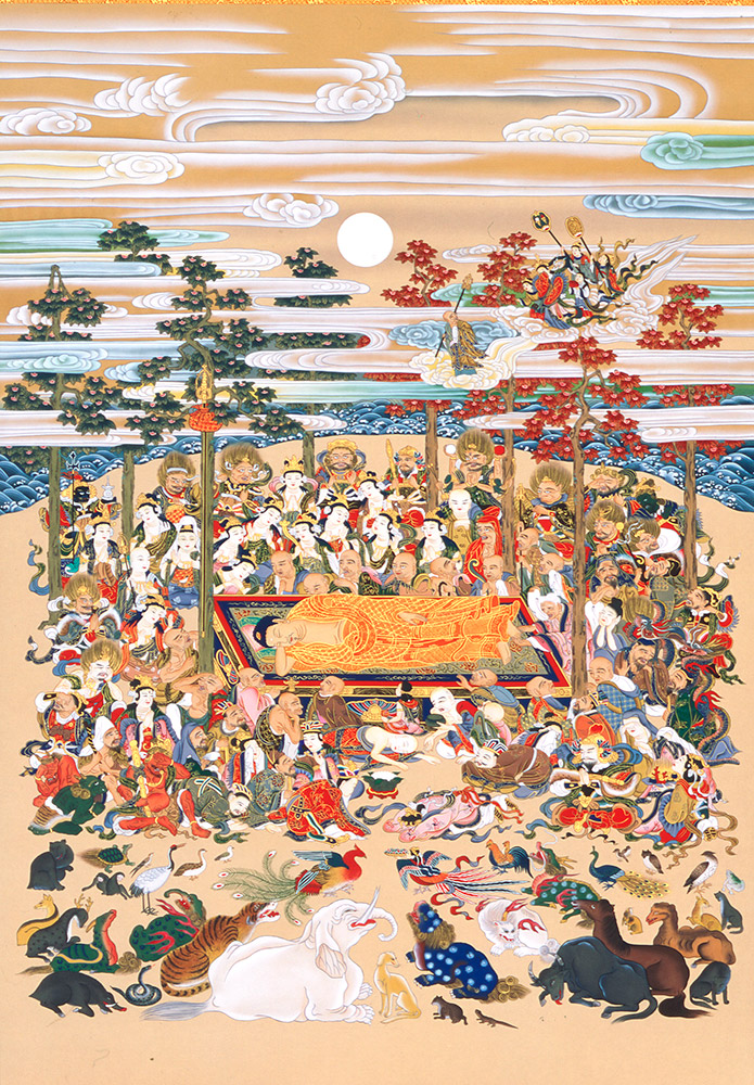 楽天市場】掛け軸 掛軸 釈迦涅槃図 松井翔雲 尺三立(107×195cm) 高級桐