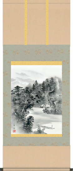 楽天市場】掛け軸 掛軸 山水 水墨山水（上村 修香）?新品掛軸（かけじ