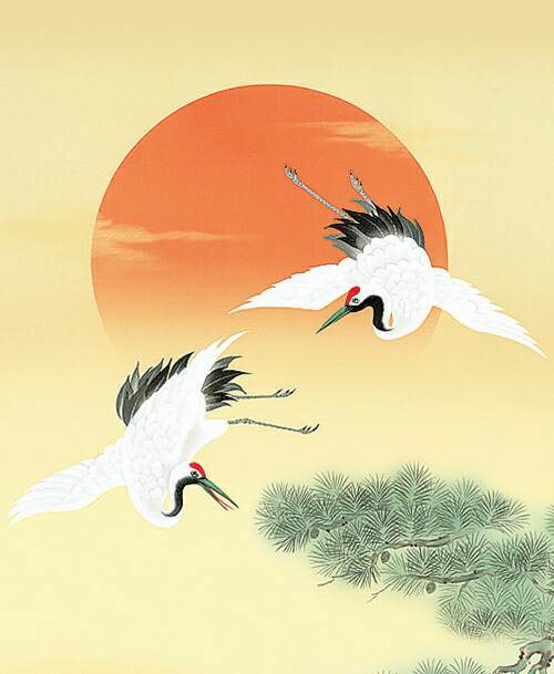 掛軸 鶴 楽天市場】掛け軸 掛軸（かけじく）鶴亀高砂吉兆図（西尾 香悦