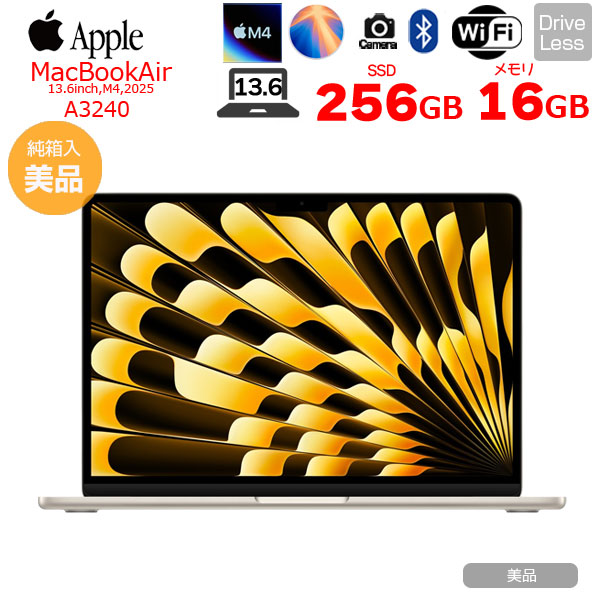楽天市場】【中古】Apple MacBook Air 13.6inch MW0Y3J/A A3240 2025