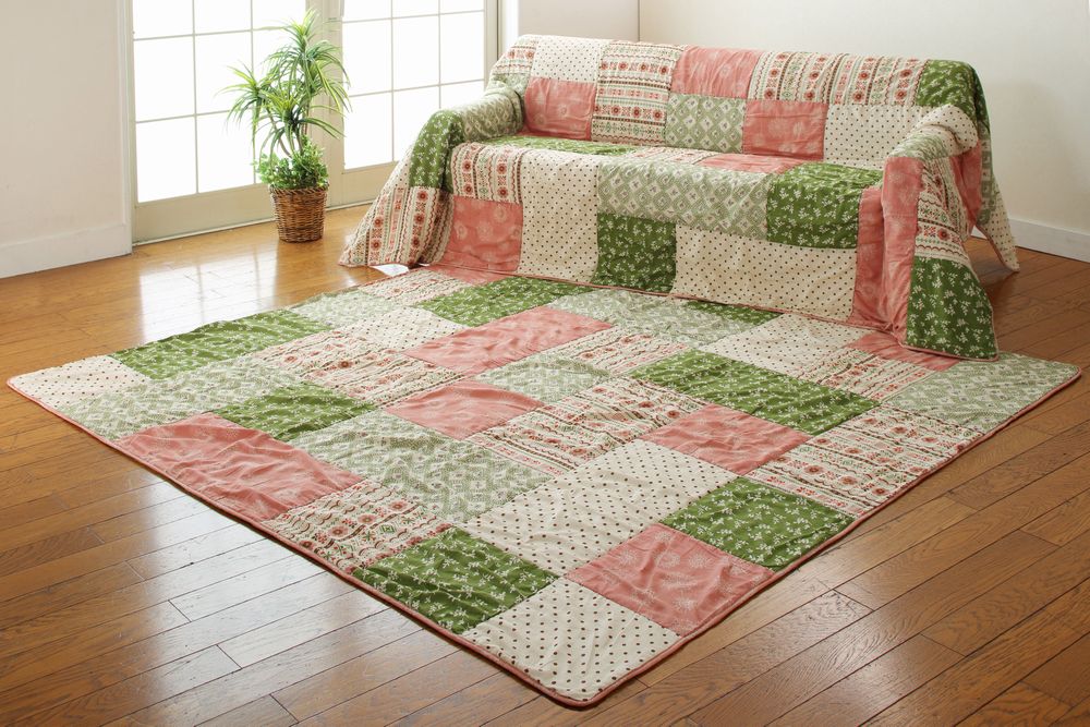 楽天市場】☆洗える パッチワーク キルトラグ オシャレ リバーシブル