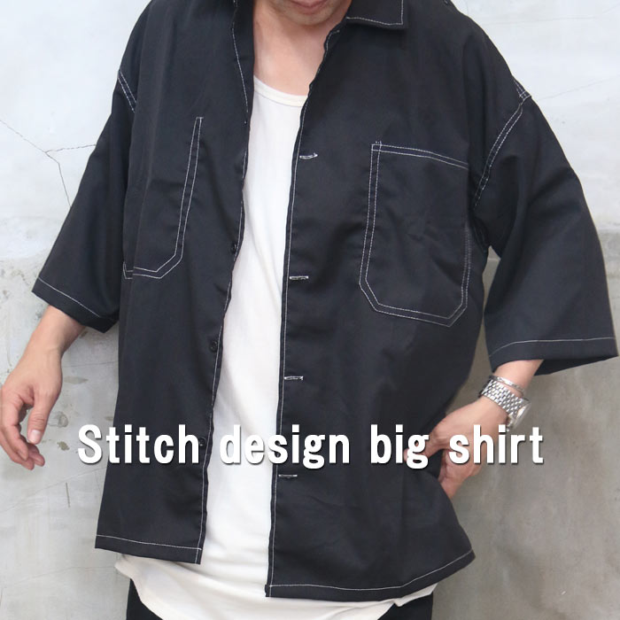 楽天市場】ステッチビッグシャツ メンズ [M便 1/1] シャツ 半袖シャツ
