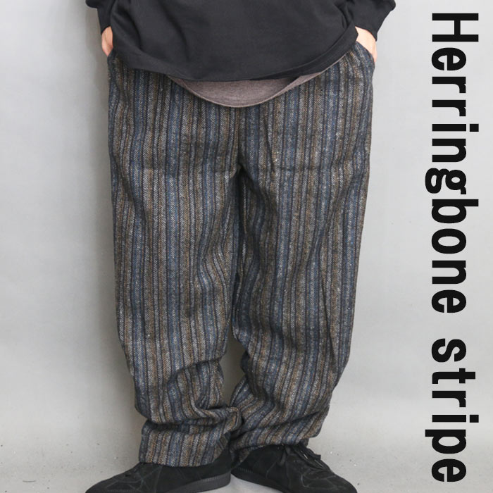 楽天市場】ストライプ柄ワイドパンツ メンズ ツイードパンツ